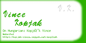 vince kopjak business card
